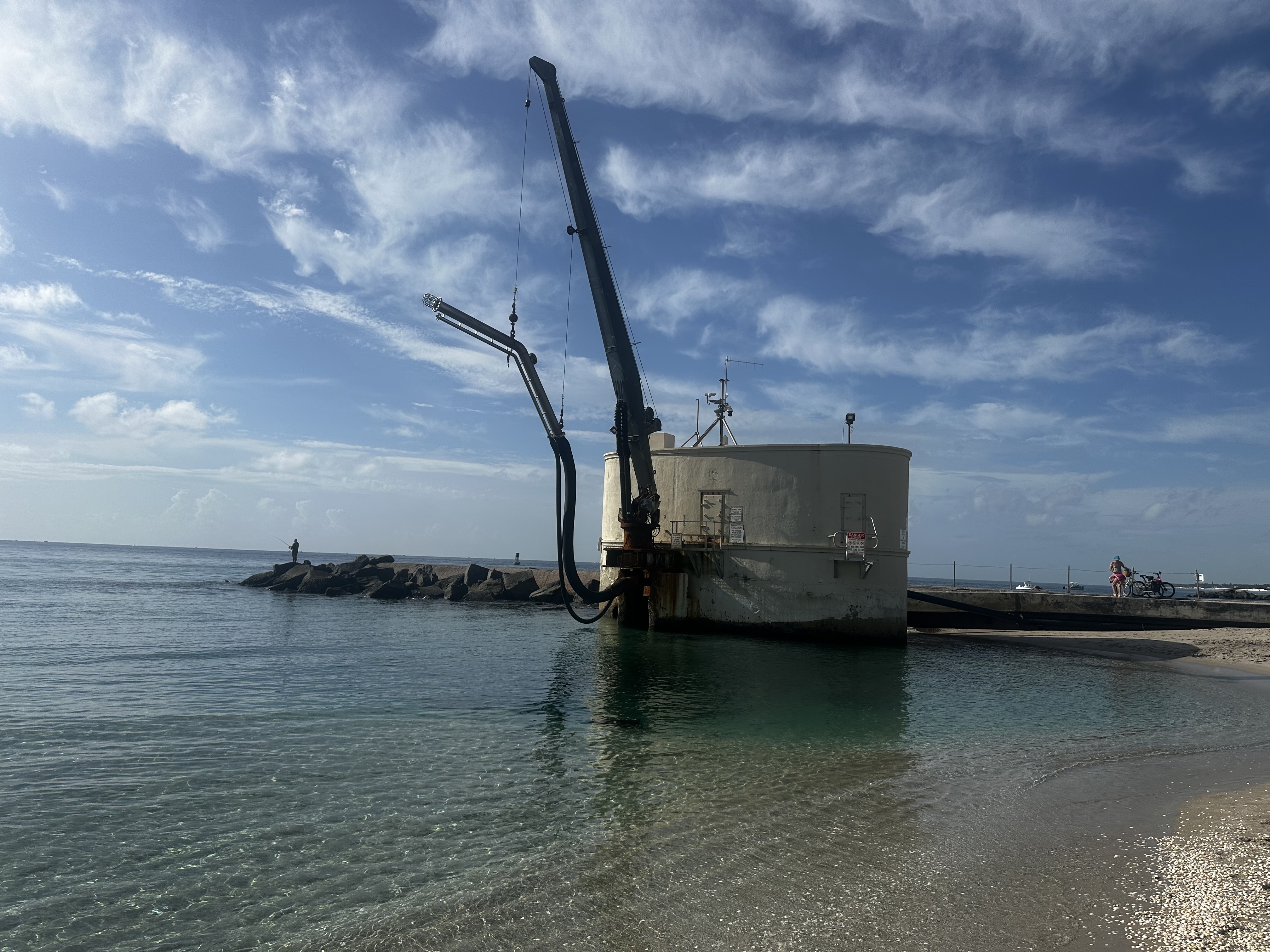 Jetty and blue water at the Palm Beach Inlet near Palm Beach Shores